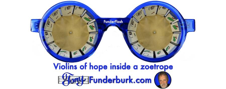 Violins of hope inside a zoetrope